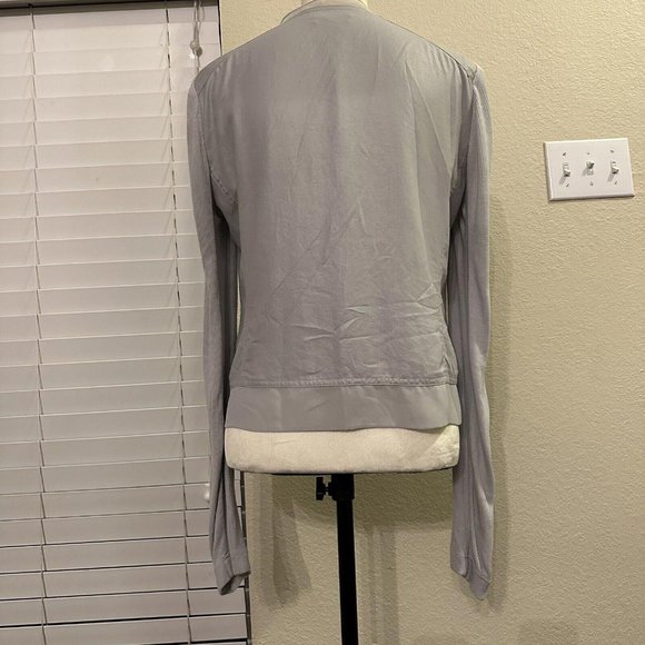 Cache Grey Polyester Size 10 Open Cardigan Pleated Front / Long Sleeve - Picture 10 of 10